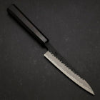 Petty Stainless Clad Blue Super Kurouchi Tsuchime Buffalo Ebony Handle 135mm (5.3”)-[Musashi]-[Japanese-Kitchen-Knives]