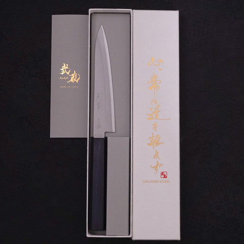 Petty Stainless Clad Blue Super Polished Dark Blue Handle 145mm (5.7”)-[Musashi]-[Japanese-Kitchen-Knives]
