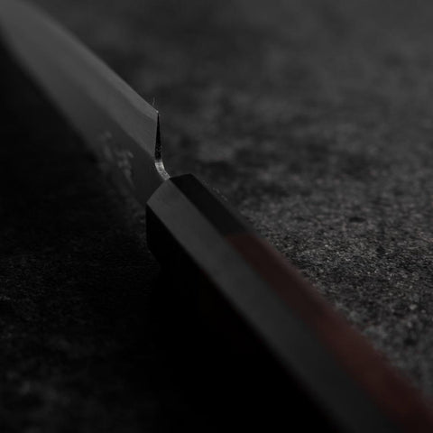 Petty Stainless Clad Blue Super Polished Shitan Handle 150mm (5.9”)-[Musashi]-[Japanese-Kitchen-Knives]