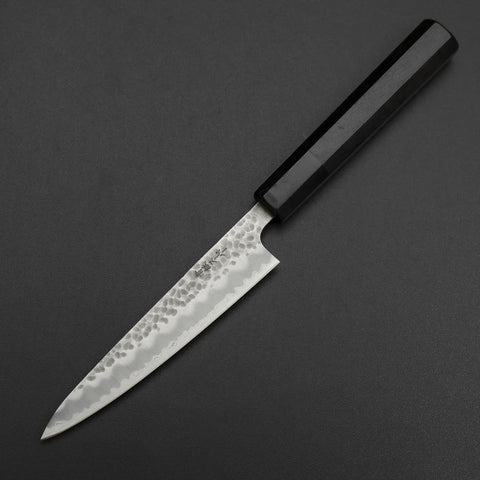 Petty Stainless Clad Blue Super Tsuchime Buffalo Ebony Handle 135mm (5.3”)-[Musashi]-[Japanese-Kitchen-Knives]