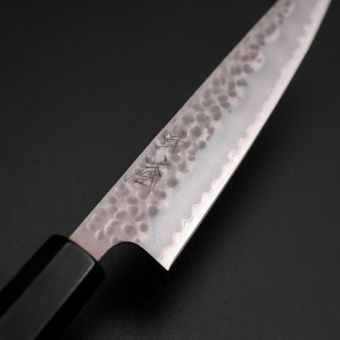 Petty Stainless Clad Blue Super Tsuchime Buffalo Ebony Handle 135mm (5.3”)-[Musashi]-[Japanese-Kitchen-Knives]