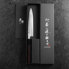 Petty Stainless Clad White Steel #2 Polished Buffalo Ebony Handle 170mm (6.7”)-[Musashi]-[Japanese-Kitchen-Knives]