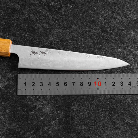 Petty Sweden Steel Nashiji Damascus Yaki Urushi Handle 140mm (5.3”)-[Musashi]-[Japanese-Kitchen-Knives]
