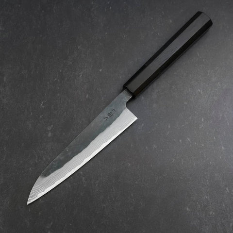 Petty V-Toku 2 Kurouchi Damascus Buffalo Ebony Handle 145mm (5.7”)-[Musashi]-[Japanese-Kitchen-Knives]