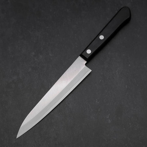 Petty VG-1 Polished Western Black Handle 145mm (Tsuba-nashi) (5.7”)-[Musashi]-[Japanese-Kitchen-Knives]