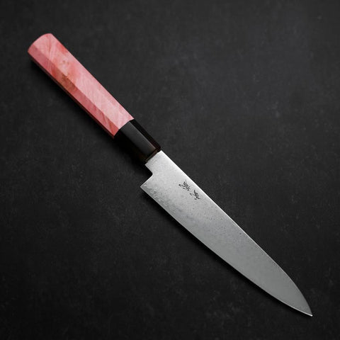 Petty VG-10 Damascus Buffalo Dark Pink Maple Handle 150mm (5.9”)-[Musashi]-[Japanese-Kitchen-Knives]
