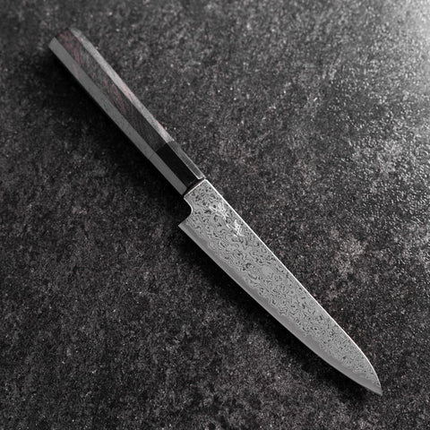 Petty VG-10 Damascus Buffalo Ebony Handle 150mm (5.9”)-[Musashi]-[Japanese-Kitchen-Knives]