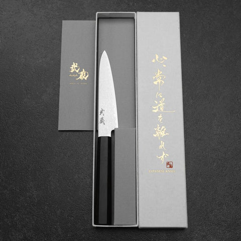 Petty VG-10 Damascus Ebony Handle 120mm (4.7”)-[Musashi]-[Japanese-Kitchen-Knives]