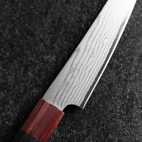Petty VG-10 Damascus Shitan Ebony Handle 130mm (5.1”)-[Musashi]-[Japanese-Kitchen-Knives]