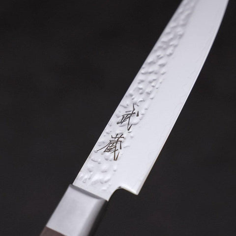 Petty VG-10 Mirror Tsuchime Damascus Mahogany Handle 135mm (5.3”)-[Musashi]-[Japanese-Kitchen-Knives]