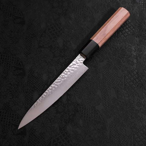 Petty VG-10 Tsuchime Damascus Walnut Handle 150mm (5.9”)-[Musashi]-[Japanese-Kitchen-Knives]