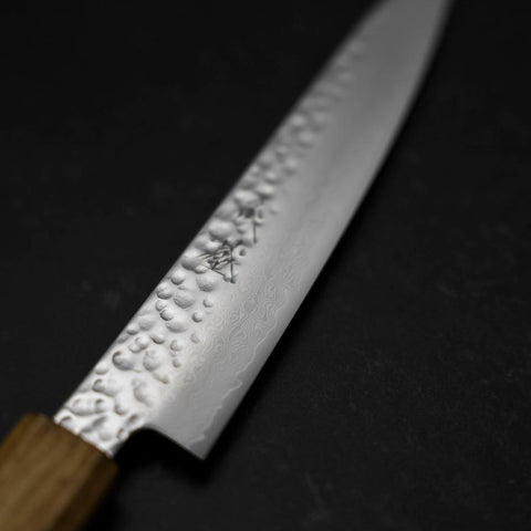 Petty VG-10 Tsuchime Damascus Yaki-Urushi Handle 150mm (5.9”)-[Musashi]-[Japanese-Kitchen-Knives]