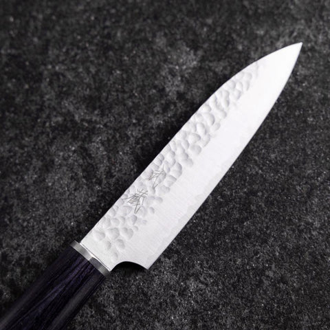 Petty VG-10 Tsuchime Oval Purple Handle 120mm (4.7”)-[Musashi]-[Japanese-Kitchen-Knives]