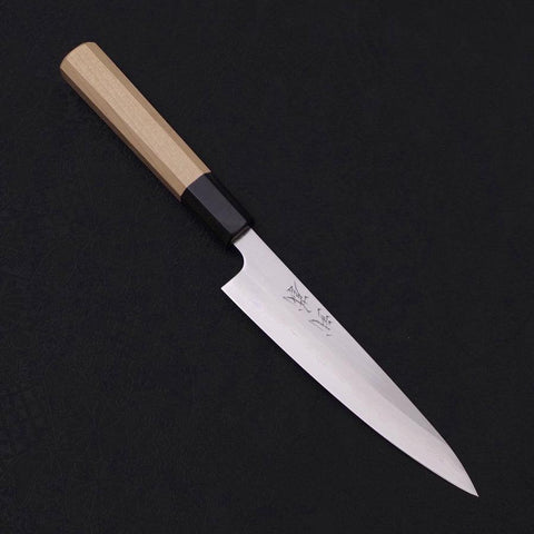 Petty White Steel #1 Polished Buffalo Magnolia Handle 135mm (5.3”)-[Musashi]-[Japanese-Kitchen-Knives]