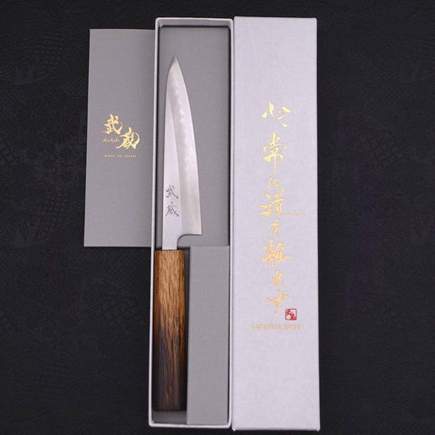 Petty White Steel #1 Polished Yaki Urushi Handle 135mm (5.3”)-[Musashi]-[Japanese-Kitchen-Knives]