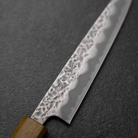 Petty White Steel #1 Tsuchime Oak Handle 140mm (5.5”)-[Musashi]-[Japanese-Kitchen-Knives]