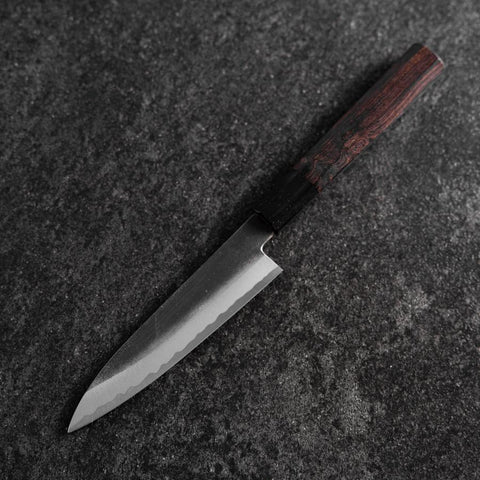 Petty White Steel #2 Kurouchi Buffalo Ebony Handle 130mm (5.1”)-[Musashi]-[Japanese-Kitchen-Knives]