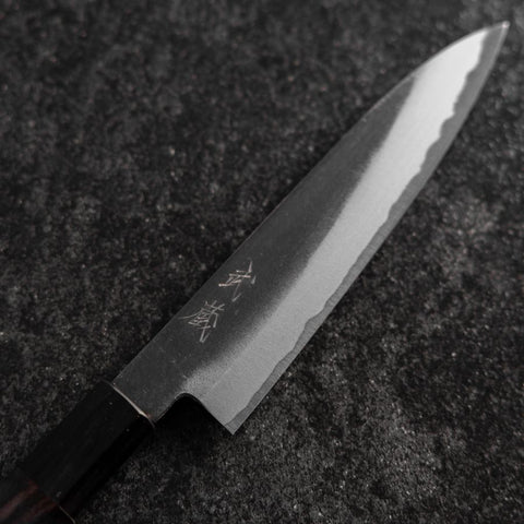 Petty White Steel #2 Kurouchi Buffalo Ebony Handle 130mm (5.1”)-[Musashi]-[Japanese-Kitchen-Knives]