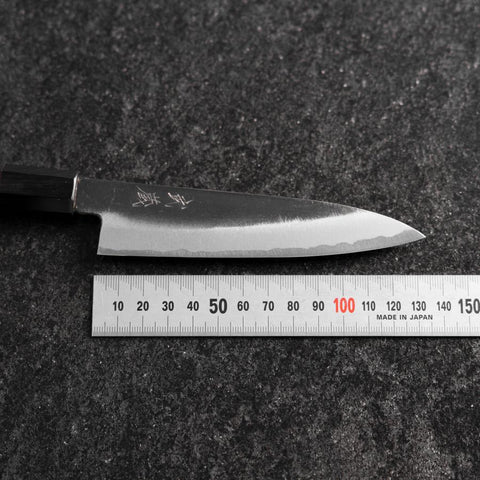 Petty White Steel #2 Kurouchi Buffalo Ebony Handle 130mm (5.1”)-[Musashi]-[Japanese-Kitchen-Knives]