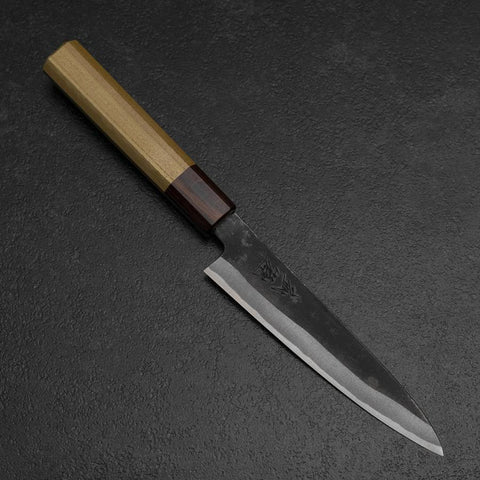 Petty White Steel #2 Kurouchi Zelkova Handle 150mm (5.9”)-[Musashi]-[Japanese-Kitchen-Knives]