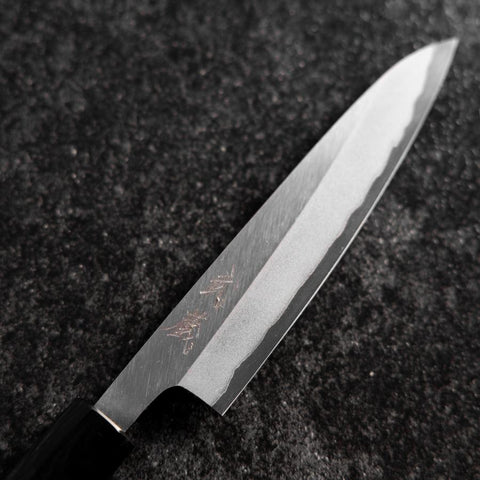 Petty White Steel #2 Stainless Clad Kasumi Buffalo Ebony Handle 110mm (4.3”)-[Musashi]-[Japanese-Kitchen-Knives]