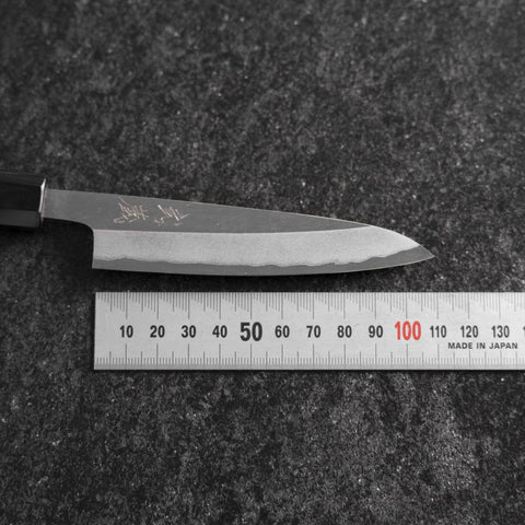 Petty White Steel #2 Stainless Clad Kasumi Buffalo Ebony Handle 110mm (4.3”)-[Musashi]-[Japanese-Kitchen-Knives]