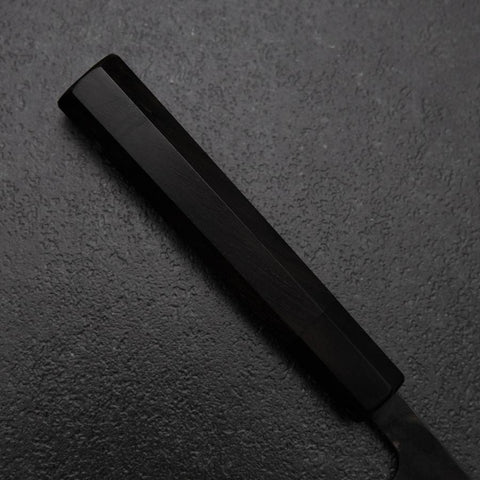 Petty White Steel #2 Stainless Clad Kurouchi Chokin Auspicious Cloud-Sun Buffalo Ebony Handle 150mm (5.9”)-[Musashi]-[Japanese-Kitchen-Knives]