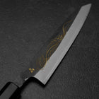 Petty White Steel #2 Stainless Clad Kurouchi Chokin Nami Buffalo Ebony Handle 150mm (5.9”)-[Musashi]-[Japanese-Kitchen-Knives]
