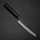 Petty White Steel #2 Stainless Clad Kurouchi Chokin Nami Buffalo Ebony Handle 150mm (5.9”)-[Musashi]-[Japanese-Kitchen-Knives]
