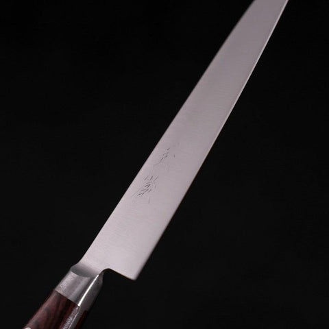 Petty knife AUS-8 Polished Western Brown Handle 130mm (5.1”)-[Musashi]-[Japanese-Kitchen-Knives]