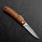 Pocket Knife AUS-8 Hawaiian Koa Outdoor Knife 55mm with Leather Sheath (2.2”)-[Musashi]-[Japanese-Kitchen-Knives]