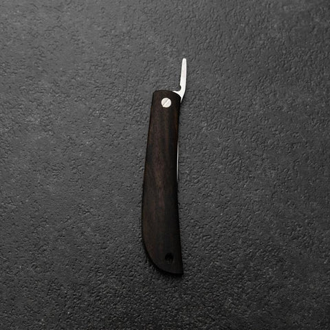 Pocket Knife VG-10 Black Persimmon Outdoor Knife 60mm with Wine-Red Leather Sheath (2.4”)-[Musashi]-[Japanese-Kitchen-Knives]