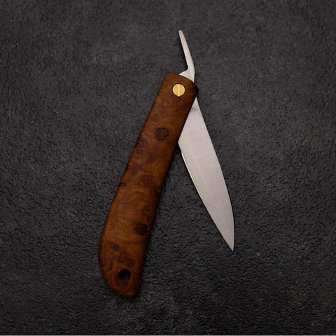 Pocket Knife VG-10 Karin 60mm with Leather Sheath (2.4”)-[Musashi]-[Japanese-Kitchen-Knives]