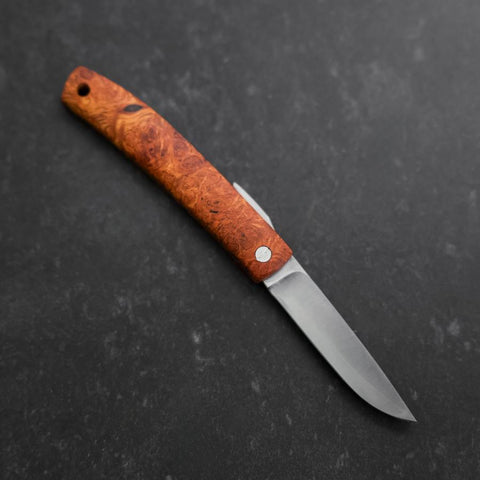 Pocket Knife VG-10 Karin Outdoor Knives 60mm with Leather Sheath (2.4”)-[Musashi]-[Japanese-Kitchen-Knives]
