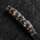 Pocket Knife VG-10 Plaid Stabilized Wood Outdoor Knife 55mm with Leather Sheath (2.2”)-[Musashi]-[Japanese-Kitchen-Knives]