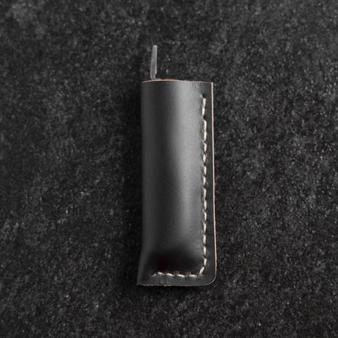 Pocket Knife VG-10 Plaid Stabilized Wood Outdoor Knife 55mm with Leather Sheath (2.2”)-[Musashi]-[Japanese-Kitchen-Knives]