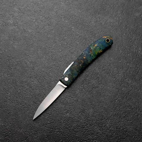 Pocket Knife VG-10 Stabilized Wood Outdoor Knife 60mm with Leather Sheath (2.4”)-[Musashi]-[Japanese-Kitchen-Knives]