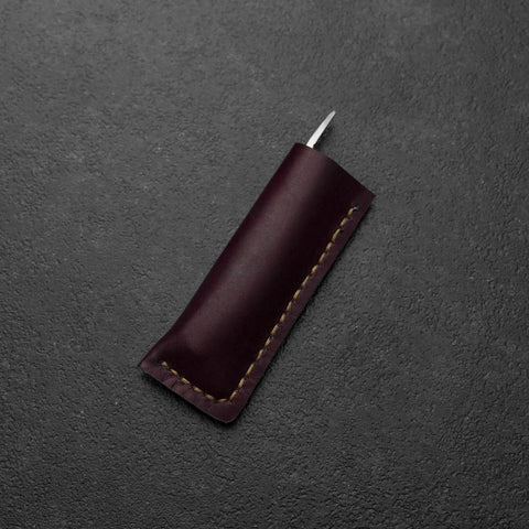 Pocket Knife VG-10 Stabilized Wood Outdoor Knife 60mm with Leather Sheath (2.4”)-[Musashi]-[Japanese-Kitchen-Knives]