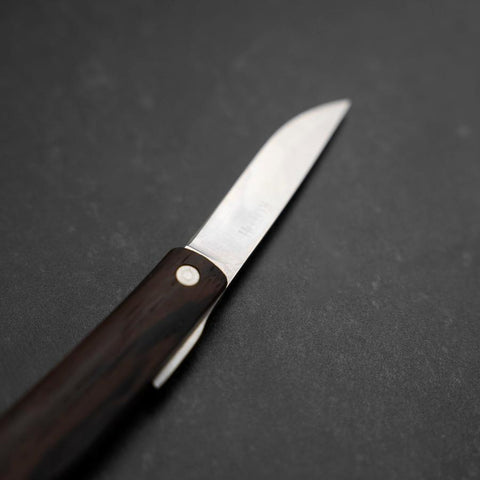 Pocket Knife VG-10 Wenge Outdoor Knives 60mm with Leather Sheath (2.4”)-[Musashi]-[Japanese-Kitchen-Knives]