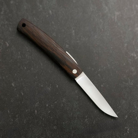 Pocket Knife VG-10 Wenge Outdoor Knives 60mm with Leather Sheath (2.4”)-[Musashi]-[Japanese-Kitchen-Knives]