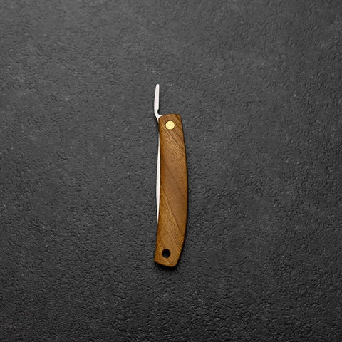 Pocket Knife VG-10 Zelkova Outdoor Knife 60mm with Leather Sheath (2.4”)-[Musashi]-[Japanese-Kitchen-Knives]