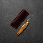 Pocket Knife VG-10 Zelkova Outdoor Knife 60mm with Leather Sheath (2.4”)-[Musashi]-[Japanese-Kitchen-Knives]