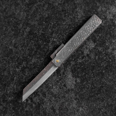 Pocket Knife White Steel #2 75mm Carbon Tsuchime Knifegata with Paulownia Wooden Box (2.9”)-[Musashi]-[Japanese-Kitchen-Knives]