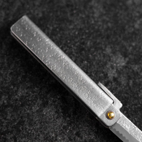 Pocket Knife White Steel #2 90mm Carbon Tsuchime Kengata with Paulownia Wooden Box (3.5”)-[Musashi]-[Japanese-Kitchen-Knives]