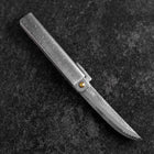 Pocket Knife White Steel #2 90mm Carbon Tsuchime Kengata with Paulownia Wooden Box (3.5”)-[Musashi]-[Japanese-Kitchen-Knives]