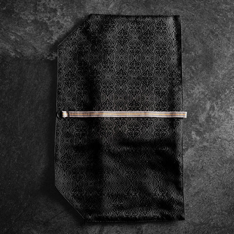 Musashi Japanese Style Kitchen Knife Roll Black Flower 2 Pockets Handmade