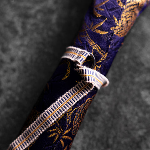 Musashi Japanese Style Kitchen Knife Roll Navy Golden Tiger 2 Pockets Handmade