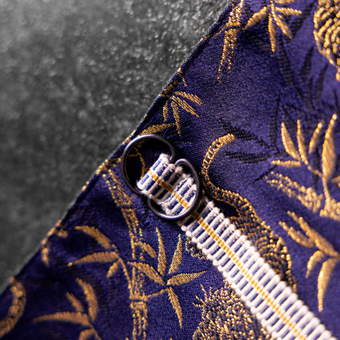 Musashi Japanese Style Kitchen Knife Roll Navy Golden Tiger 2 Pockets Handmade
