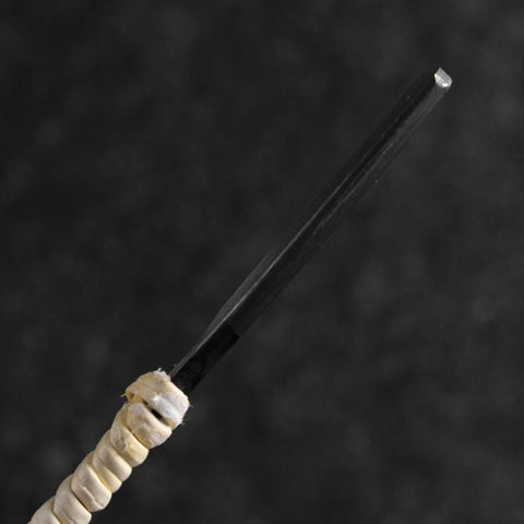 Razor/Kamisori Blue Steel #2 Kurouchi White Cord Handle 50mm with wooden box (2”)-[Musashi]-[Japanese-Kitchen-Knives]
