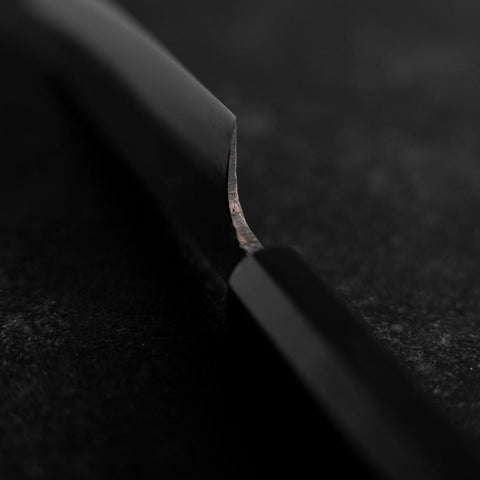Sabaki White Steel #2 Kurouchi Buffalo Ebony Handle 140mm (5.5”)-[Musashi]-[Japanese-Kitchen-Knives]